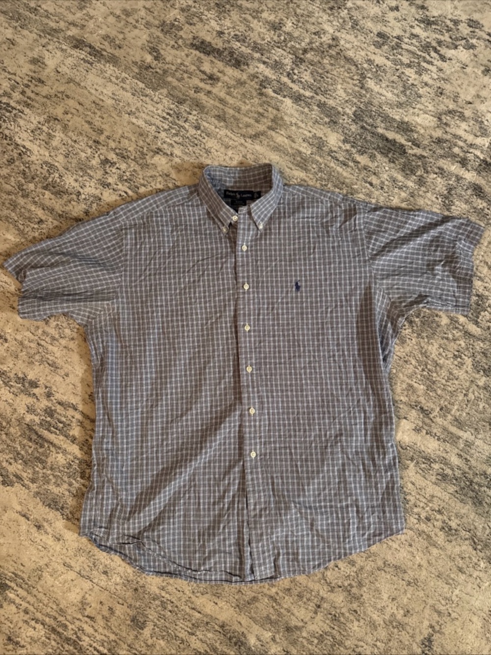 Ralph Lauren Blue and White Check Button-Down Shirt